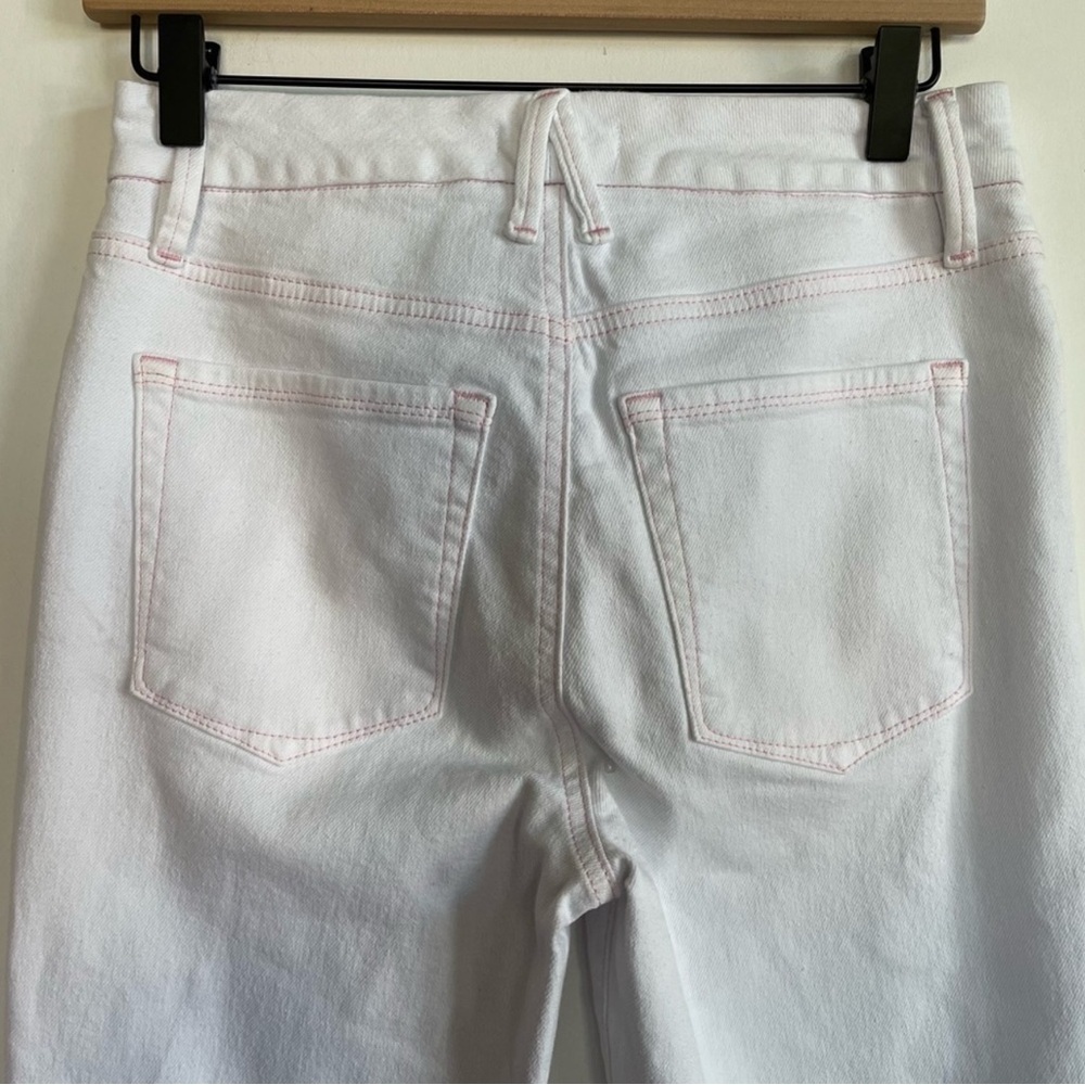 Good American Good Legs White w pink stitching Straight Jean Sz 6/28 Item# 3T - Picture 4 of 10